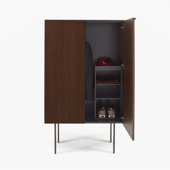 Ligne Roset Selvans walnut hallway cabinet with shoe storage
