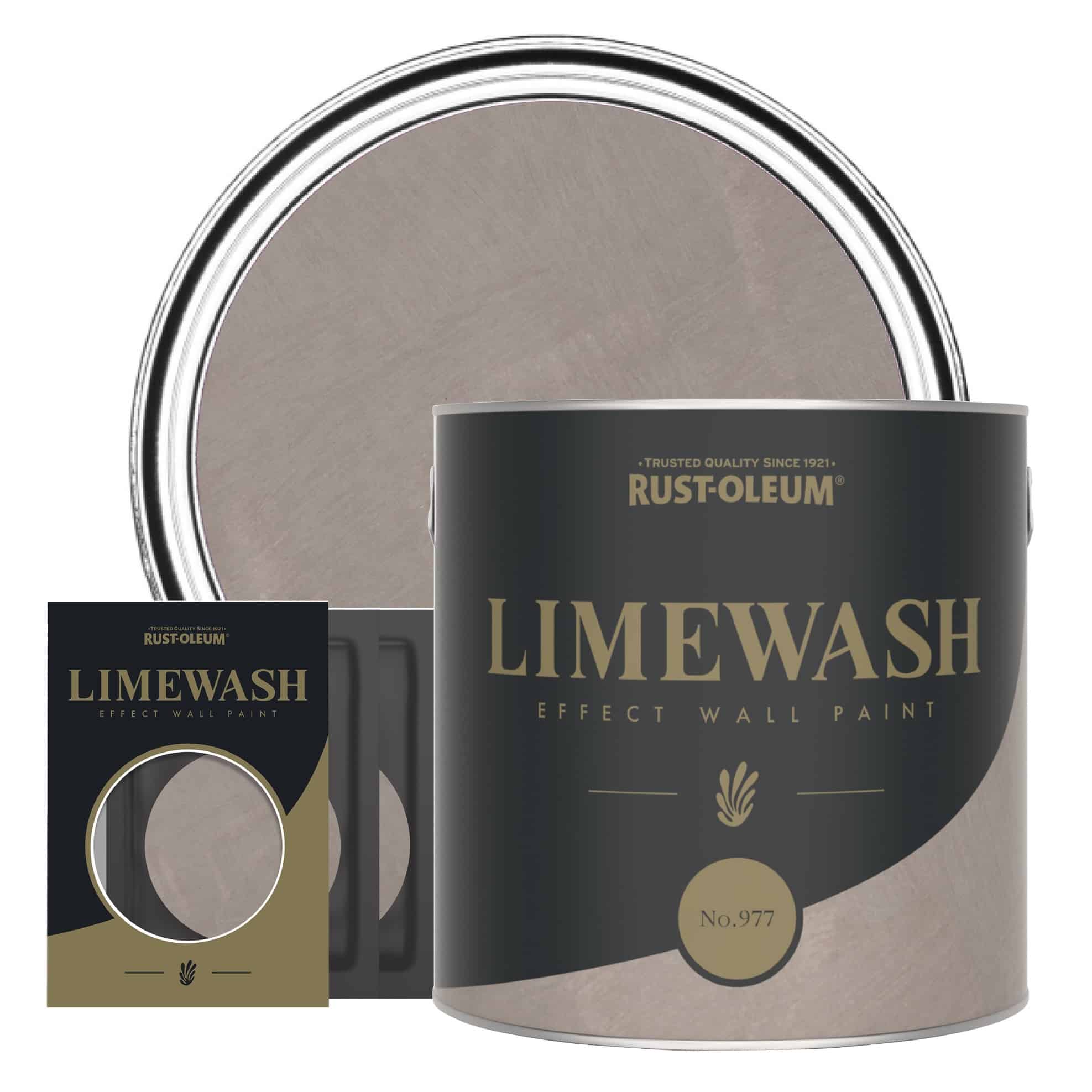 Rust-Oleum beige limewash effect wall paint No.977 in a warm brown-beige