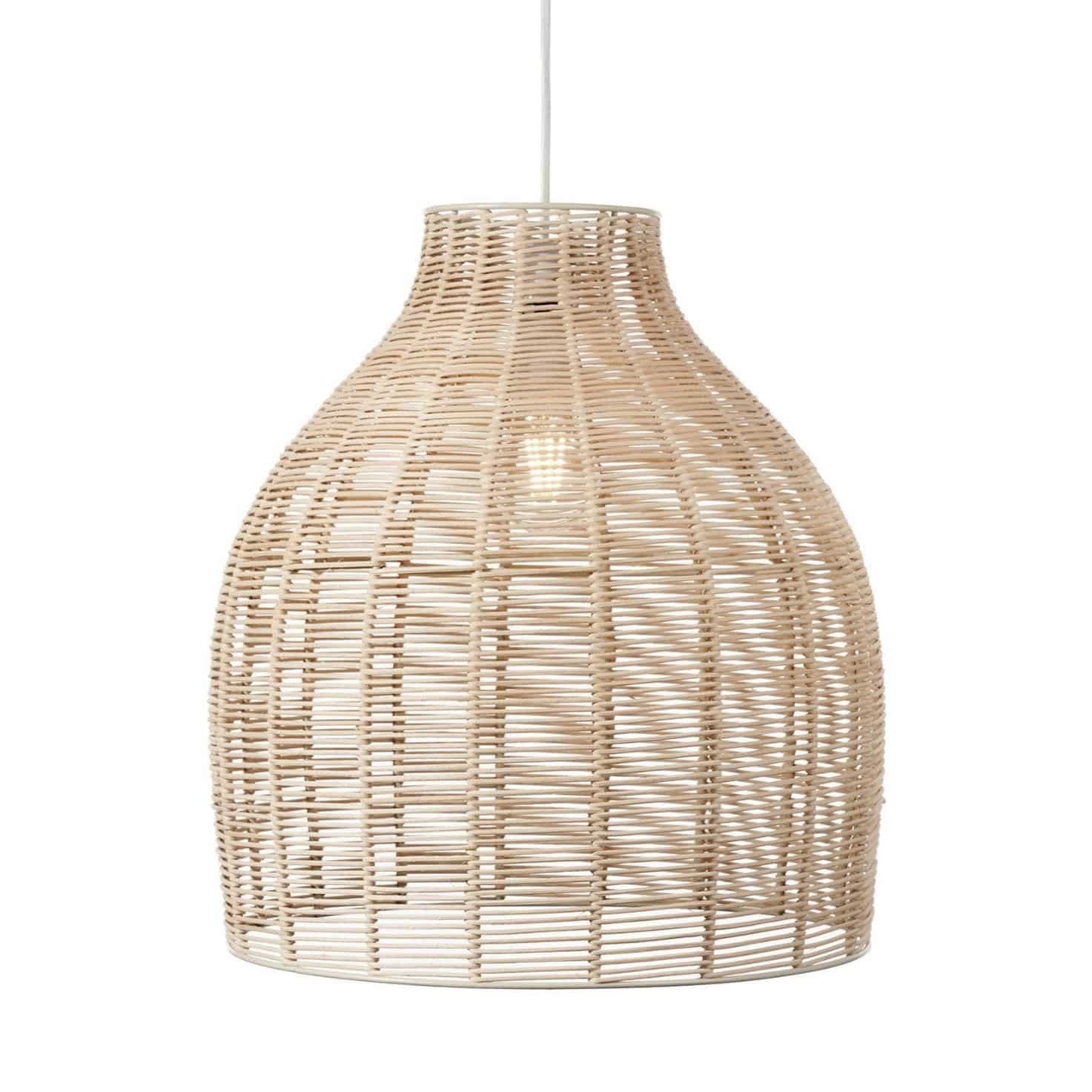 Natural rattan cloche pendant light