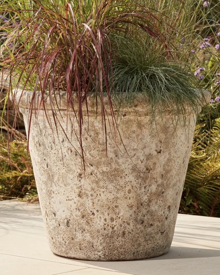Eris ancient stone glazed plant pot in white, a large frostproof container for spring bulbs