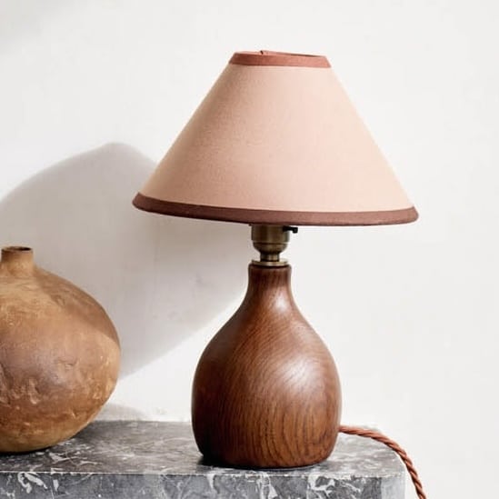 Jude cotton lampshade in plaster pink with a contrasting trim