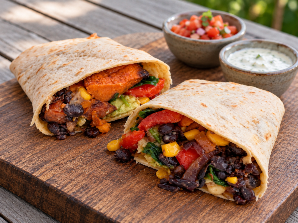 Sweet potato and black bean burrito